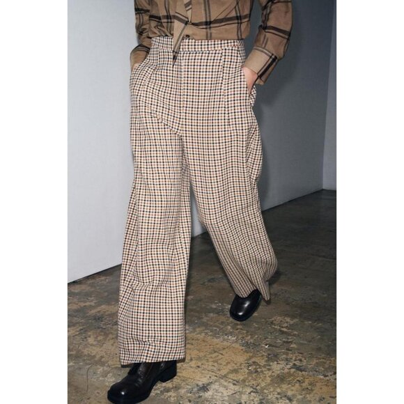 ZARA ZW COLLECTION CHECK TROUSERS - Picture 4 of 8